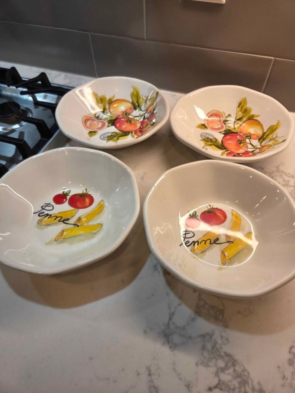 Effeti made in Italy hand painted beautiful pasta bowls 4 total